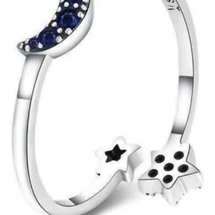 Anillo Luna y Estrellas Plata 925 1