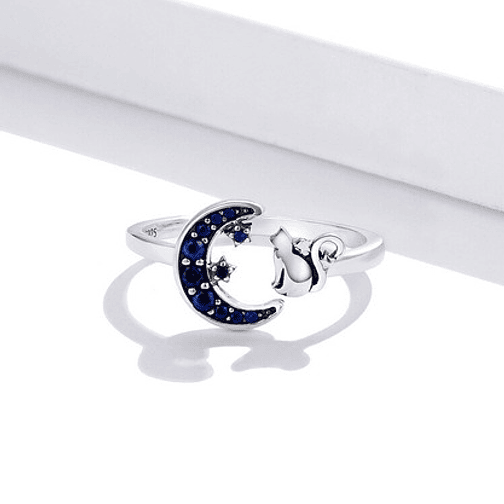 Anillo Gatito y Luna Plata 925 2