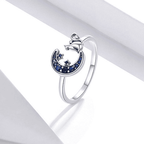 Anillo Gatito y Luna Plata 925 4