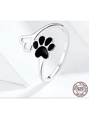 Anillo Patita y Corazon Plata 925