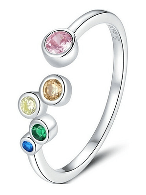 Anillo Burbujas de Colores Plata 925
