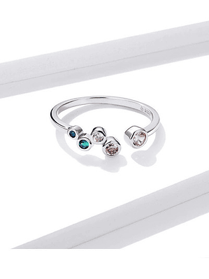 Anillo Burbujas de Colores Plata 925