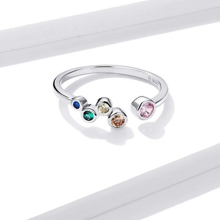 Anillo Burbujas de Colores Plata 925 2