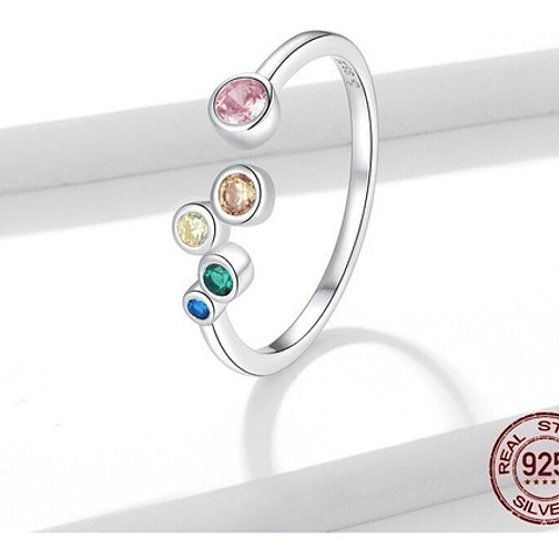 Anillo Burbujas de Colores Plata 925 4