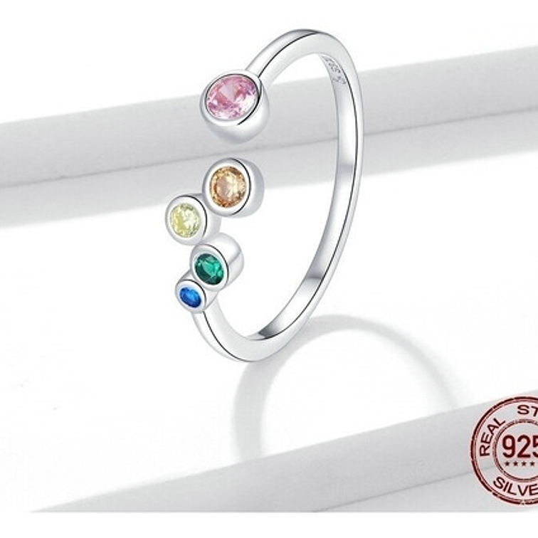 Anillo Burbujas de Colores Plata 925 4