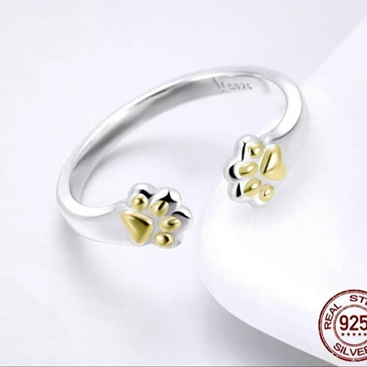 Anillo Patitas Gatito Plata 925 2