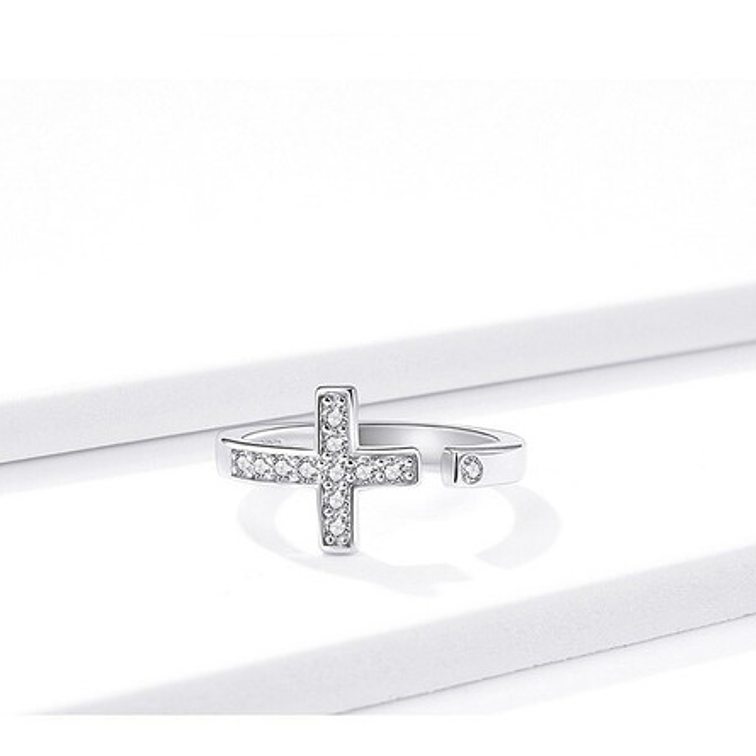Anillo Cruz con Piedras de Circón Plata 925 2