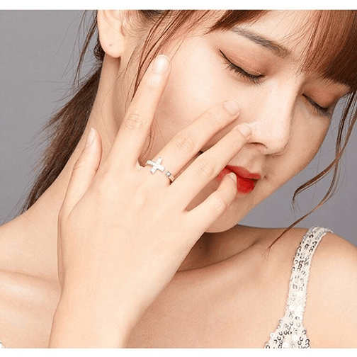 Anillo Cruz con Piedras de Circón Plata 925 3