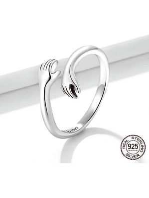 Anillo Abrazo Manos Amor Plata 925