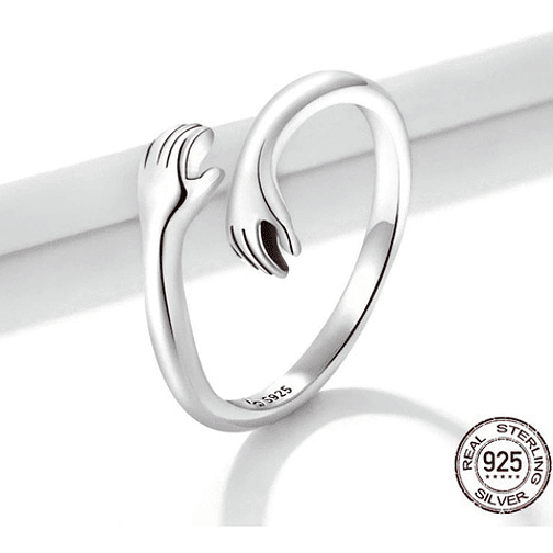 Anillo Abrazo Manos Amor Plata 925 2