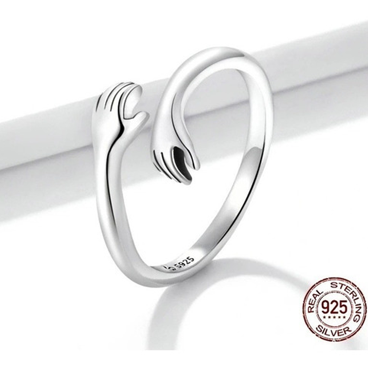 Anillo Abrazo Manos Amor Plata 925 2
