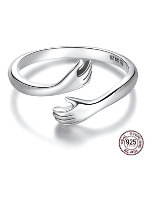 Anillo Abrazo Manos Amor Plata 925