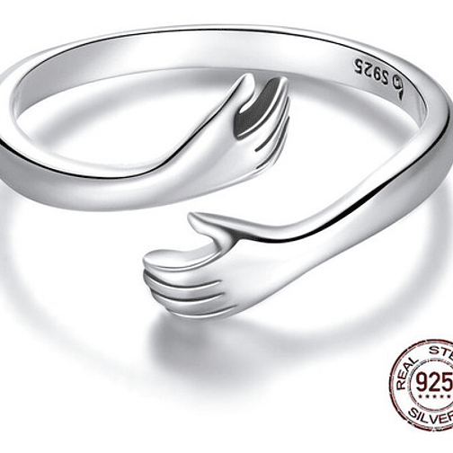 Anillo Abrazo Manos Amor Plata 925 1