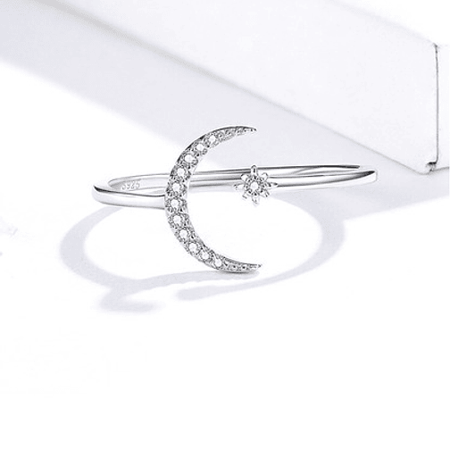 Anillo Luna Grande con Estrella Plata 925 4