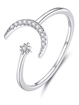 Anillo Luna Grande con Estrella Plata 925