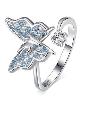 Anillo Mariposa Azul Plata 925