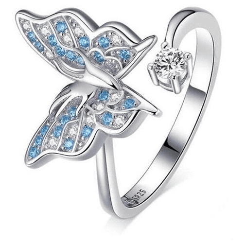 Anillo Mariposa Azul Plata 925 1