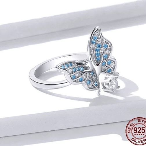 Anillo Mariposa Azul Plata 925 2