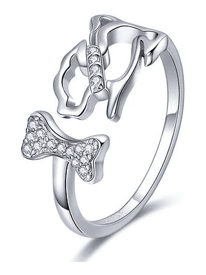 Anillo Perrito con Hueso Plata 925
