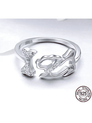 Anillo Perrito con Hueso Plata 925