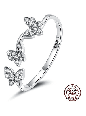 Anillo 3 Mariposas Plata 925