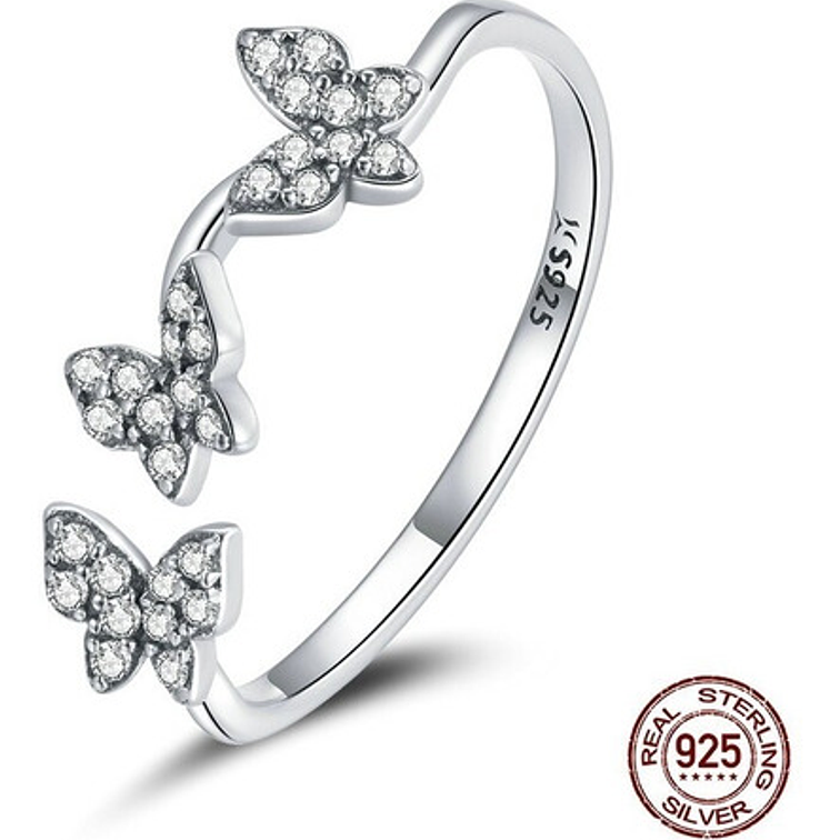 Anillo 3 Mariposas Plata 925 1
