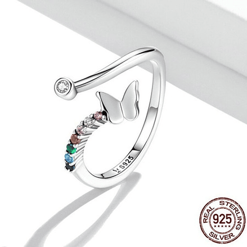 Anillo Mariposa Arcoiris Plata 925 2