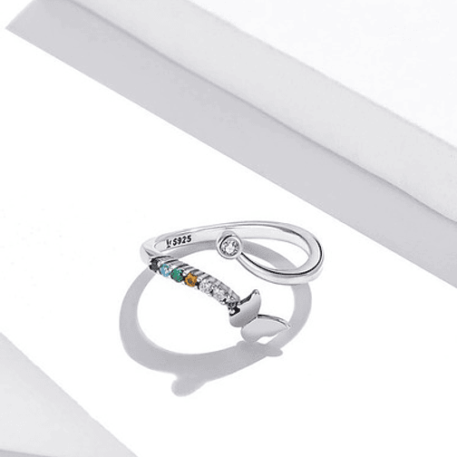 Anillo Mariposa Arcoiris Plata 925 3