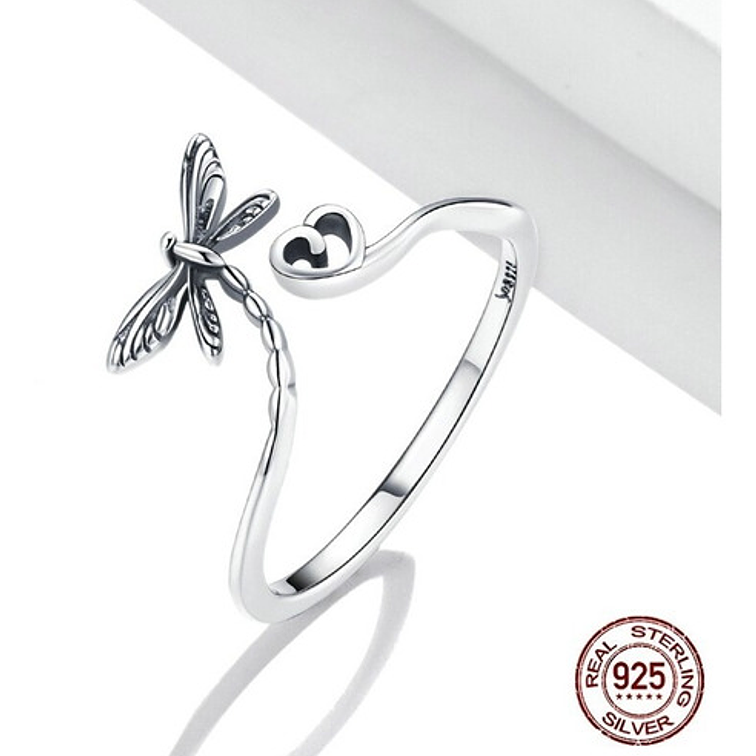 Anillo Mariposa Cola Corazon Libélula Plata 925 3