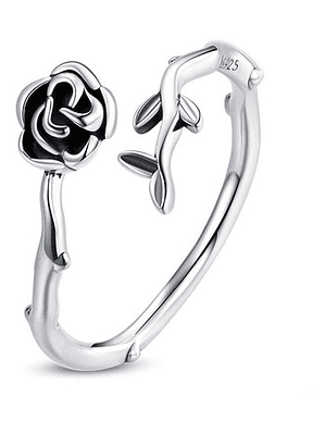 Anillo Rosa Flor Plata 925