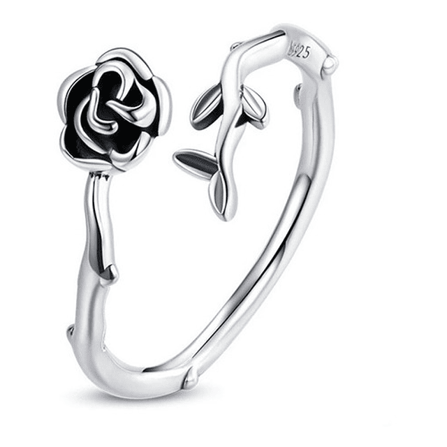 Anillo Rosa Flor Plata 925