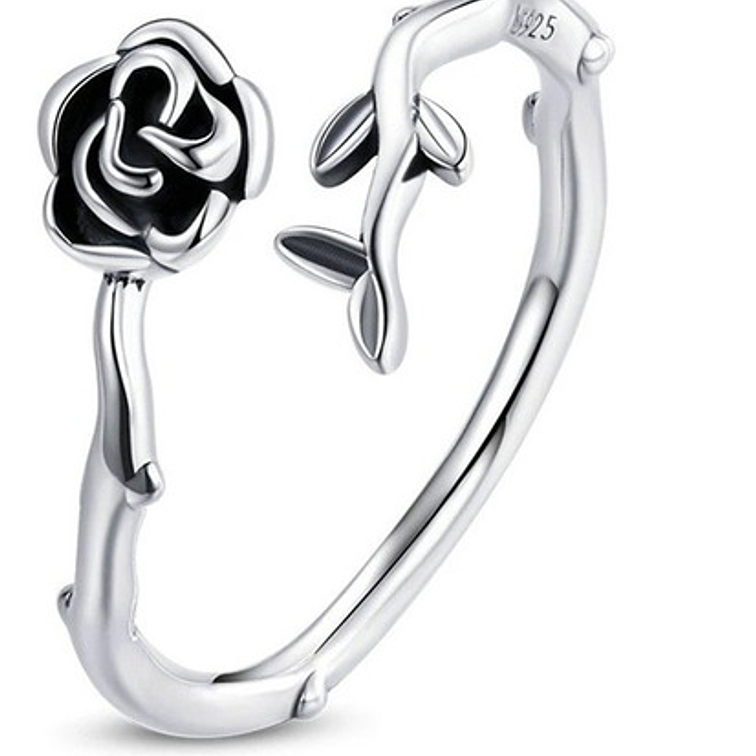 Anillo Rosa Flor Plata 925 1