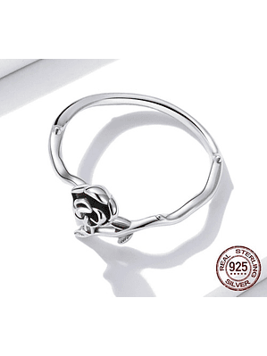 Anillo Rosa Flor Plata 925