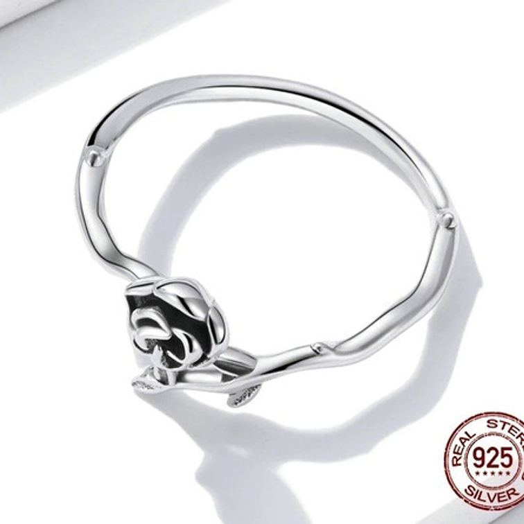 Anillo Rosa Flor Plata 925 2