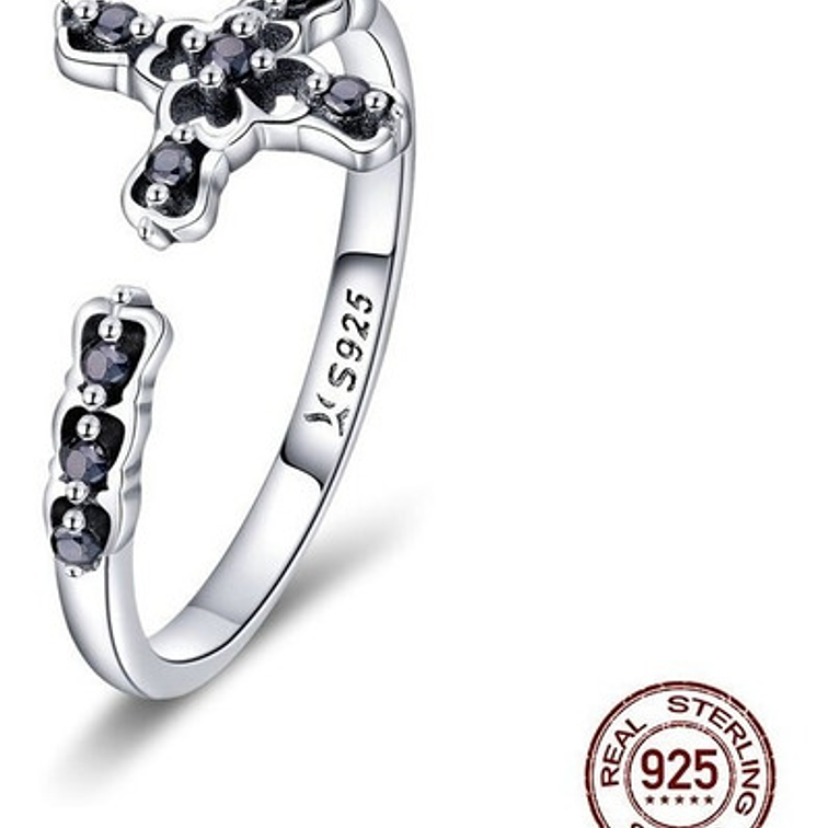Anillo Cruz Negra Plata 925 1