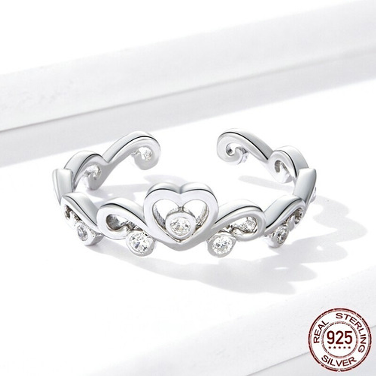 Anillo Corona y Corazón Plata 925 2