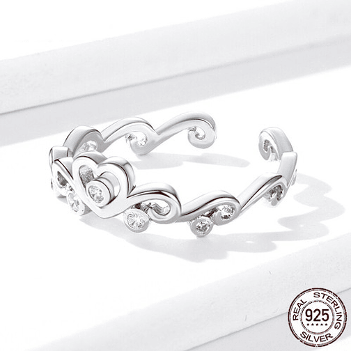 Anillo Corona y Corazón Plata 925 3