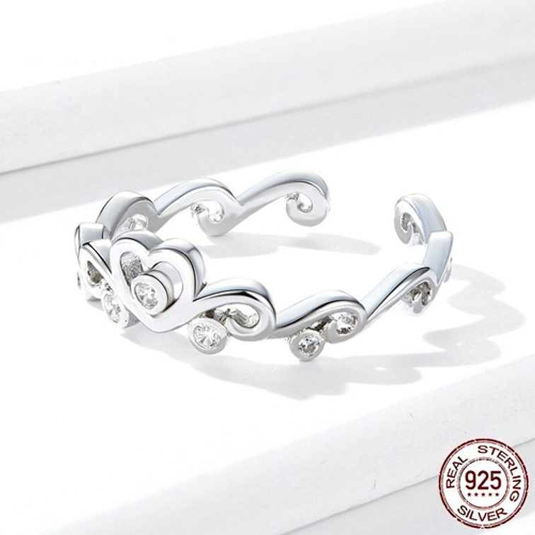 Anillo Corona y Corazón Plata 925 3