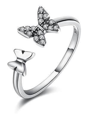 Anillo 2 Mariposas Plata 925