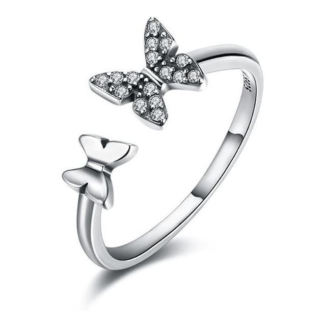 Anillo 2 Mariposas Plata 925