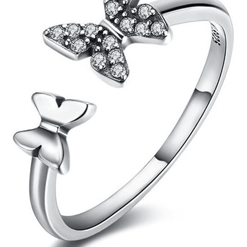 Anillo 2 Mariposas Plata 925 1