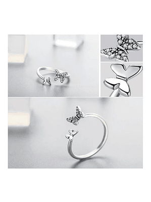 Anillo 2 Mariposas Plata 925