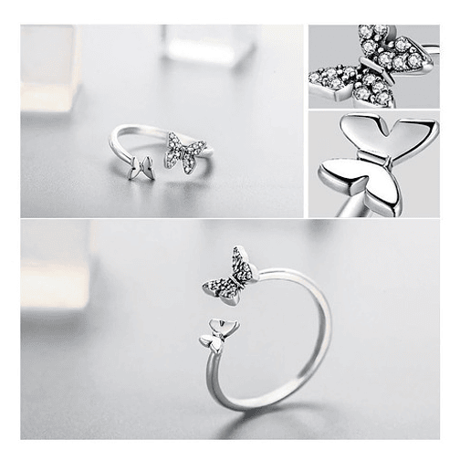 Anillo 2 Mariposas Plata 925 2