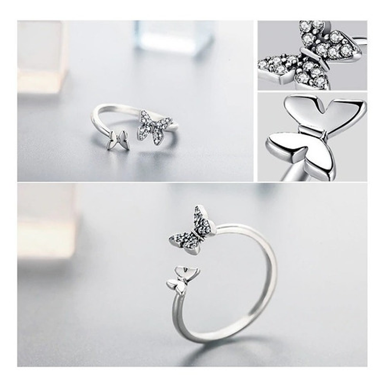 Anillo 2 Mariposas Plata 925 2