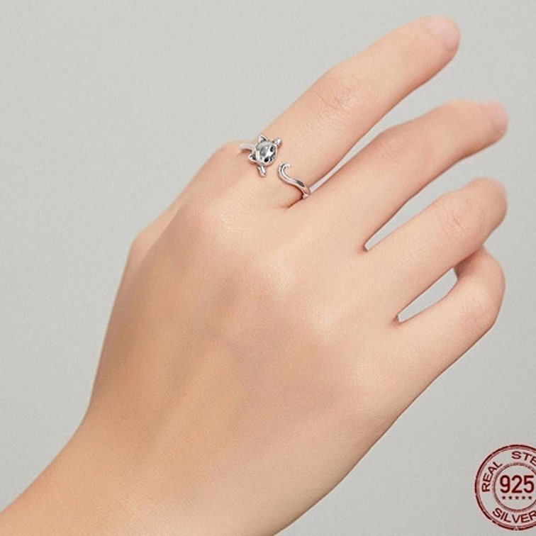 Anillo Gato Estirado Plata 925 3