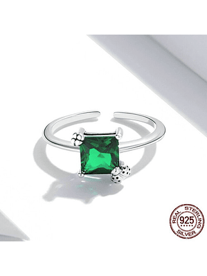 Anillo Cuadrado Con Chinita Plata 925