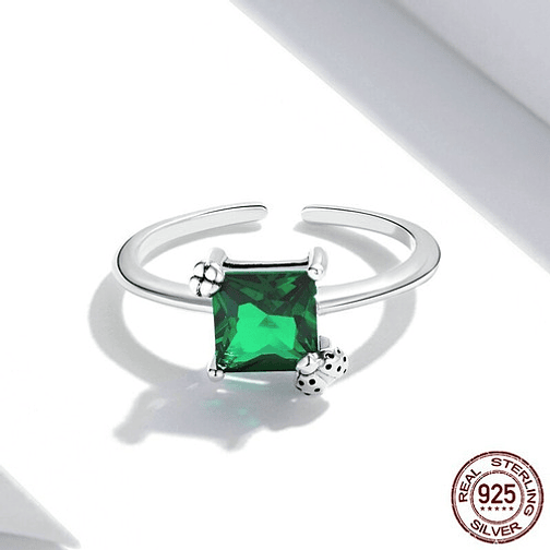 Anillo Cuadrado Con Chinita Plata 925 2