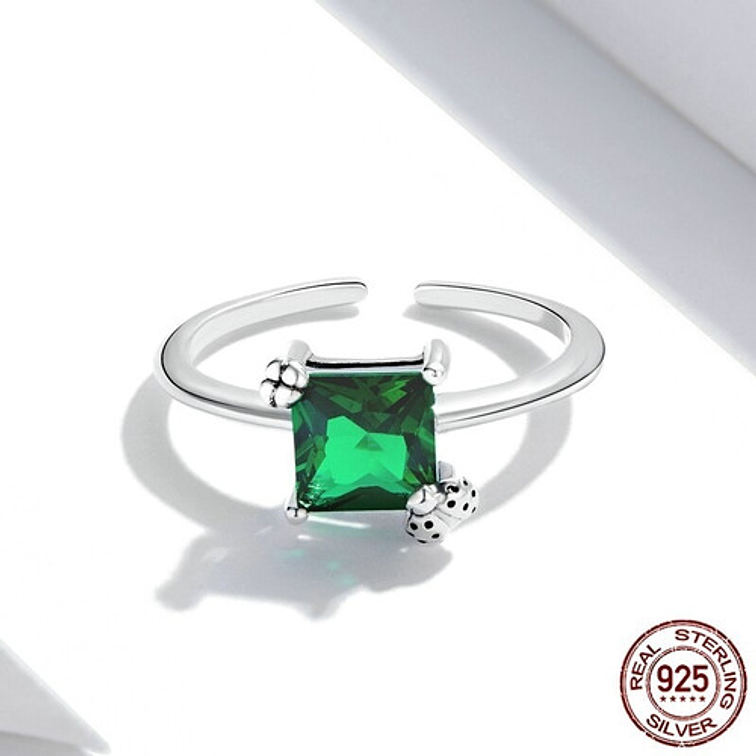 Anillo Cuadrado Con Chinita Plata 925 2