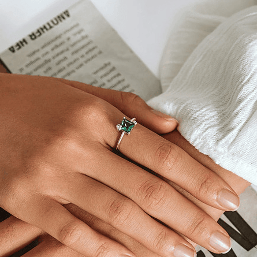 Anillo Cuadrado Con Chinita Plata 925 6