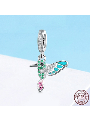 Charm Picaflor Colibri Plata 925